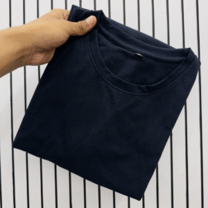 Navy Blue Round Neck T-Shirt – Premium Cotton Unisex Basic Tee