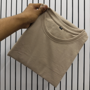 Beige Round Neck T-Shirt – Premium Cotton Unisex Casual Wear